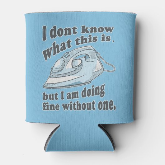 アイロンおもしろいグデザイン私はアイロン掛けを嫌う 缶クーラー (正面)