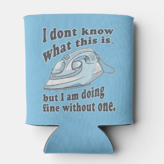 アイロンおもしろいグデザイン私はアイロン掛けを嫌う 缶クーラー (裏面)