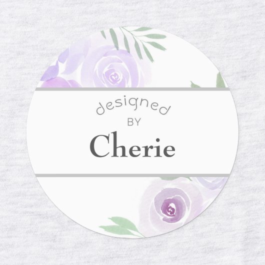 アイロンでデザインした紫色の水彩バラ ラベル (デザイン1)