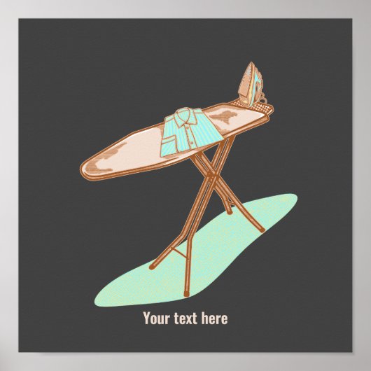 アイロンとアイロン掛けボードの家事 ポスター (正面)