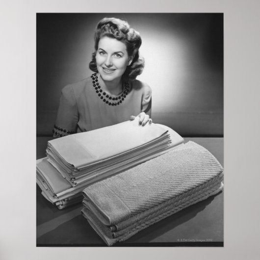 アイロンをかけたリネンとタオル ポスター (正面)