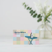 アイロンをかけるサービス業カード 名刺 (スタンド正面)