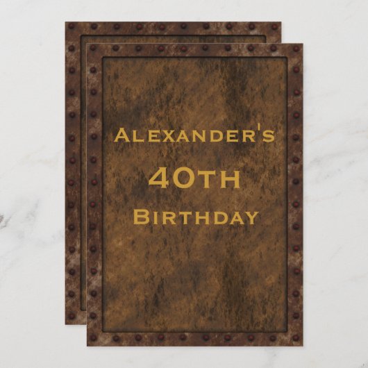 アイロンフレームエフェクトボーイズ誕生日両面 招待状 (正面/裏面)