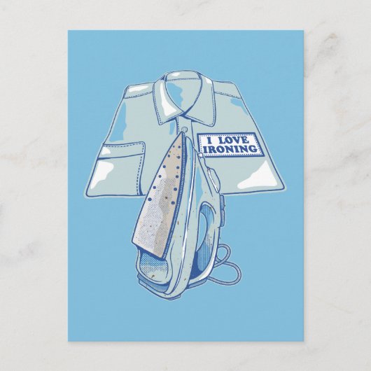 アイロン掛けアイロンがおもしろい大好き ポストカード (正面)