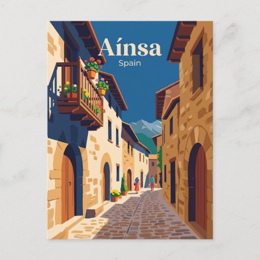アインサ旧市街の路地 スペイン ポストカード (正面)