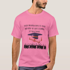 アインシュタインの卒業モットーピンク Tシャツ