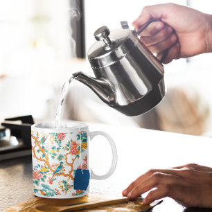 アインスパイアジア文花カラフル鳥 コーヒーマグカップ