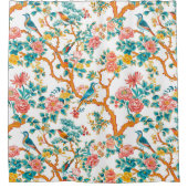 アインスパイアジア文花カラフル鳥 シャワーカーテン (正面)