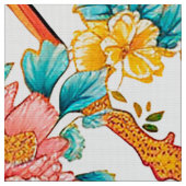 アインスパイアジア文花カラフル鳥 ファブリック (クローズアップ)