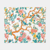 アインスパイアジア文花カラフル鳥 フリースブランケット (正面(横))