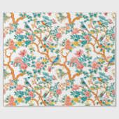 アインスパイアジア文花カラフル鳥 ラッピングペーパー (フラット)