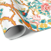 アインスパイアジア文花カラフル鳥 ラッピングペーパー (ロールコーナー)