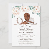 アインマイファーストロデオ女性のカーボーイフローラ2nd誕生日 招待状 (正面)