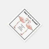 アインラブグランドピンク結婚フラミンゴ記念日 スタンダードカクテルナプキン (角)