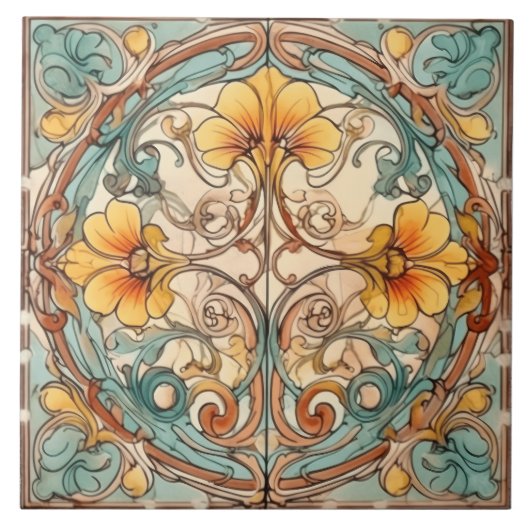 アイ素朴ジゴフローラアズレジョ瓦 タイル (正面)