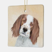 アイ赤と白ルラン絵画ドセッターオリジナル セラミックオーナメント (左)