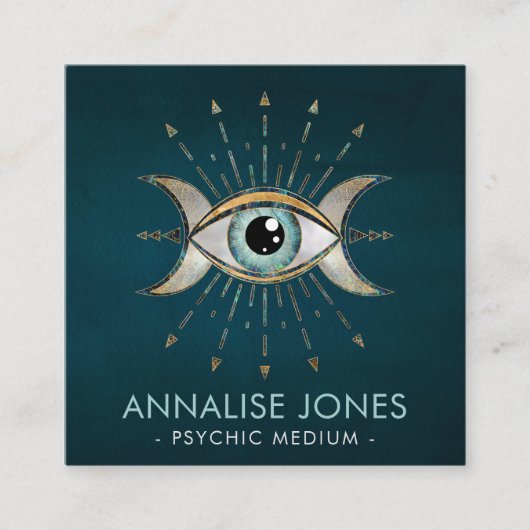 アイ – トリプルムーン – 宝石と金ゴールドスクエアブシン スクエア名刺 (正面)