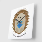 『アイ・ニード・ア・ヘッジハグ・ヘッジホッグ』 スクエア壁時計 (傾斜)