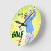 アイ・ラパーソナライズされたイブ・トゥ・ゴルフ・ゴルファー・クロック ラウンド壁時計 (傾斜)