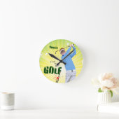 アイ・ラパーソナライズされたイブ・トゥ・ゴルフ・ゴルファー・クロック ラウンド壁時計 (ホーム)