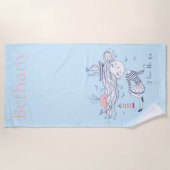 アイ・ラブ・ザ・シーお洒落パーソナライズされた ビーチタオル (正面)