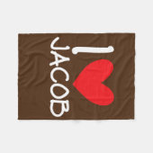 『アイ・ラブ・ジェイコブ・パーソナライズされたネーム・メン・ガイ・BFFフレンド』 フリースブランケット (正面(横))