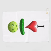 アイ·ラブ·ピクルボール·ホワイト·スエットタオル ゴルフタオル (横)