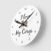 『アイ・ラブ・マイ・コーギ』 ラウンド壁時計 (傾斜)