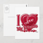 『アイ・ラブ・マイ・フレンズ・レッド』ハート ポストカード (正面/裏面)