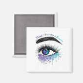 アイ&amp;ティール（緑がかった色）紫リボン自殺防止Aw マグネット (正面/裏面)