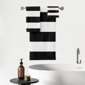 アウはっきりしたニングストライプ白黒 バスタオルセット