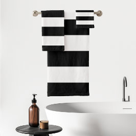 アウはっきりしたニングストライプ白黒 バスタオルセット