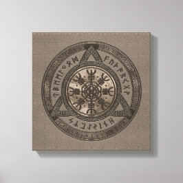 アウエブラウンレザーと金ゴールドのヘルム キャンバスプリント