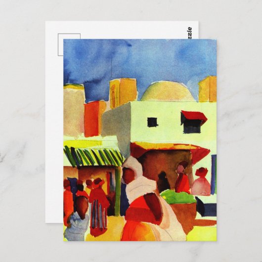 アウグスト・マッケの作品、「アルジェルの市場」 ポストカード (正面/裏面)