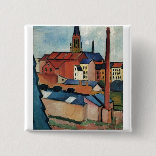 アウグスト・マッケ-ボンの家および煙突1911の油 缶バッジ (正面)