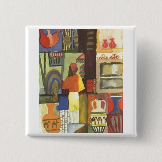 アウグスト・マッケ-水差しの1914年の水差しの売り手を持つディーラー 缶バッジ (正面)