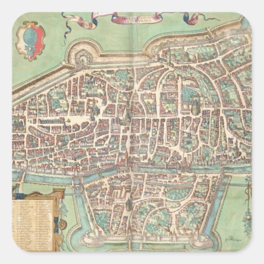 アウグスブルクの地図, 'Civitates Orbis Terrarum'から スクエアシール (正面)