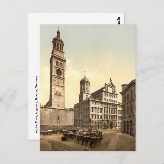 アウグスブルクの市場広場(ドイツ、ババリア州) ポストカード (正面/裏面)