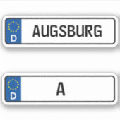 アウグスブルクKennzeichen，ドイツ自動車免許プレート シール (正面)