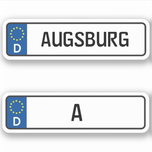 アウグスブルクKennzeichen，ドイツ自動車免許プレート シール (正面)
