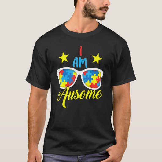 アウサム パズル サングラス 自閉症の理解 Tシャツ (正面)