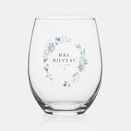 アウシャエレガントダスティブルーフローラミセス結婚ズ ステムなしワイングラス (正面)