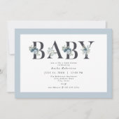アウシャダスティブルーボーイベビーシャワー招待状 招待状 (正面)