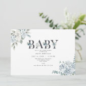 アウシャダスティブルーボーイベビーシャワー招待状 招待状 (スタンド正面)