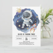 アウターエレガントスペースキッズ宇宙飛行士ボーイ誕生日 招待状 (スタンド正面)