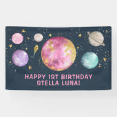 アウターガーリースペース銀河系ムーンスターズハッピーバースデー 横断幕 (横)