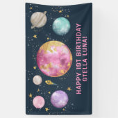 アウターガーリースペース銀河系ムーンスターズハッピーバースデー 横断幕 (縦)