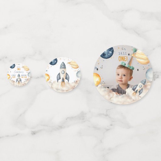 アウタースペースのまわりにファーストトリップザサンボーイ誕生日 コンフェッティ (裏面)