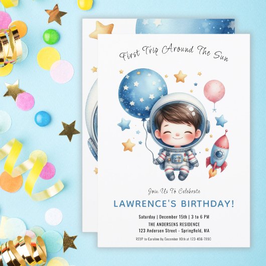 アウタースペースキュートオーストラヌボーイファーストファースト誕生日 招待状