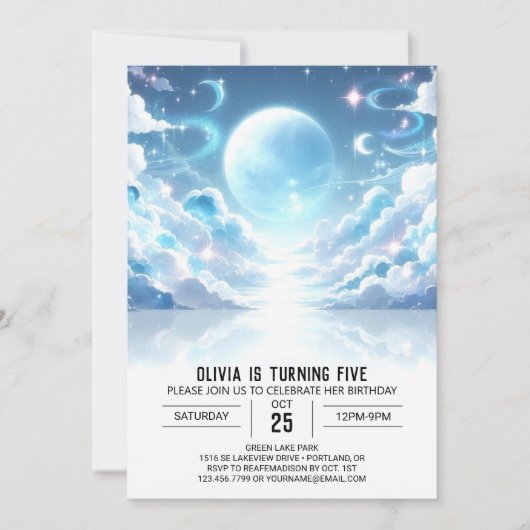 アウタースペースキュートシアルデジタル誕生日 招待状 (正面)